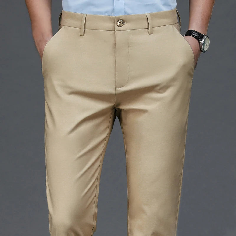 Pantalon homme Stretch solide noir intelligent décontracté pantalon homme bureau séchage rapide costume pantalon nouveau printemps automne coréen pantalon droit Camara Shopping Pantalon homme Stretch solide noir intelligent décontracté pantalon homme bureau séchage rapide costume pantalon nouveau printemps automne coréen pantalon droit