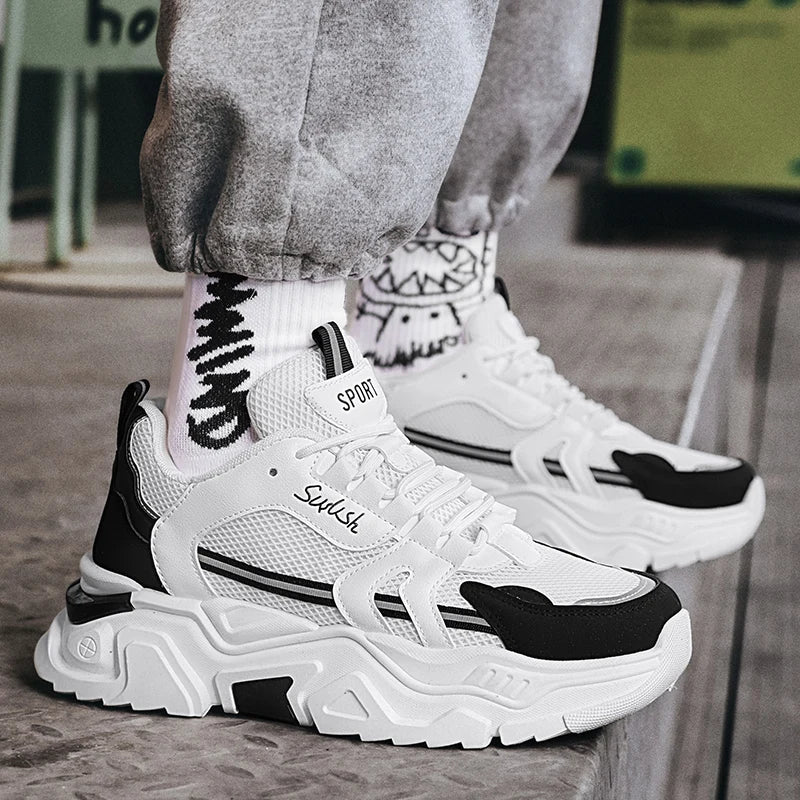 Chaussures de sport décontractées pour hommes, à semelle épaisse, en maille respirante, pour toutes les saisons, confortables pour la course en extérieur, semelle souple Camara Shopping Chaussures de sport décontractées pour hommes, à semelle épaisse, en maille respirante, pour toutes les saisons, confortables pour la course en extérieur, semelle souple