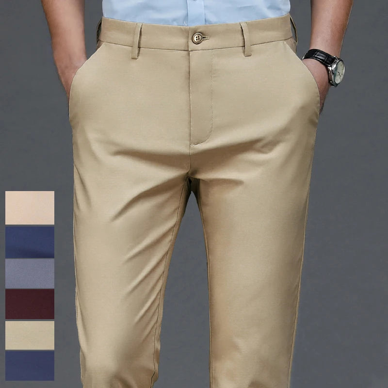 Pantalon homme Stretch solide noir intelligent décontracté pantalon homme bureau séchage rapide costume pantalon nouveau printemps automne coréen pantalon droit Camara Shopping Pantalon homme Stretch solide noir intelligent décontracté pantalon homme bureau séchage rapide costume pantalon nouveau printemps automne coréen pantalon droit