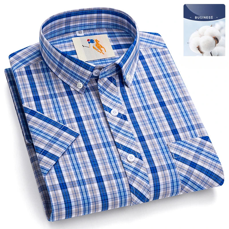Chemises d'été fines à manches courtes 100 % coton pour hommes, grandes tailles 9XL, coupe ajustée, formelles et décontractées, unies, douces, à carreaux, style hawaïen Camara Shopping Chemises d'été fines à manches courtes 100 % coton pour hommes, grandes tailles 9XL, coupe ajustée, formelles et décontractées, unies, douces, à carreaux, style hawaïen