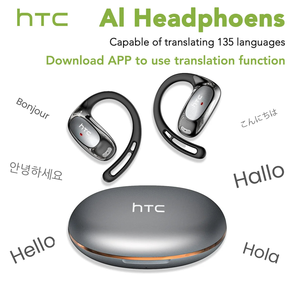 HTC NE35 Bluetooth V6.0 AI traduction écouteurs OWS Sport casque confortable Ultra-léger oreillette sans fil casque avec micro Camara Shopping HTC NE35 Bluetooth V6.0 AI traduction écouteurs OWS Sport casque confortable Ultra-léger oreillette sans fil casque avec micro