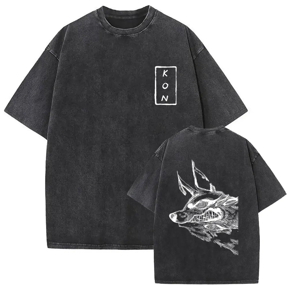 Anime tronçonneuse homme Vintage lavé T-shirt Hayakawa Aki invocation Kon Fox diable graphique T-shirts hommes femmes décontracté mode T-shirts Camara Shopping Anime tronçonneuse homme Vintage lavé T-shirt Hayakawa Aki invocation Kon Fox diable graphique T-shirts hommes femmes décontracté mode T-shirts