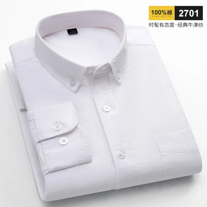 Chemises décontractées à manches longues pour hommes, coupe cintrée, uni, 100% coton, hauts à carreaux rayés, doux, styliste, mode, tendances coréennes, vêtements Camara Shopping Chemises décontractées à manches longues pour hommes, coupe cintrée, uni, 100% coton, hauts à carreaux rayés, doux, styliste, mode, tendances coréennes, vêtements