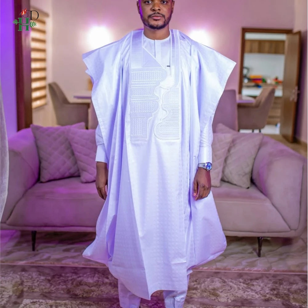 H & D vêtements africains broderie Bazin Riche robe pour hommes église fête mariage Thobe 3 PC haut et pantalon blanc costume ensemble usage quotidien Camara Shopping H & D vêtements africains broderie Bazin Riche robe pour hommes église fête mariage Thobe 3 PC haut et pantalon blanc costume ensemble usage quotidien