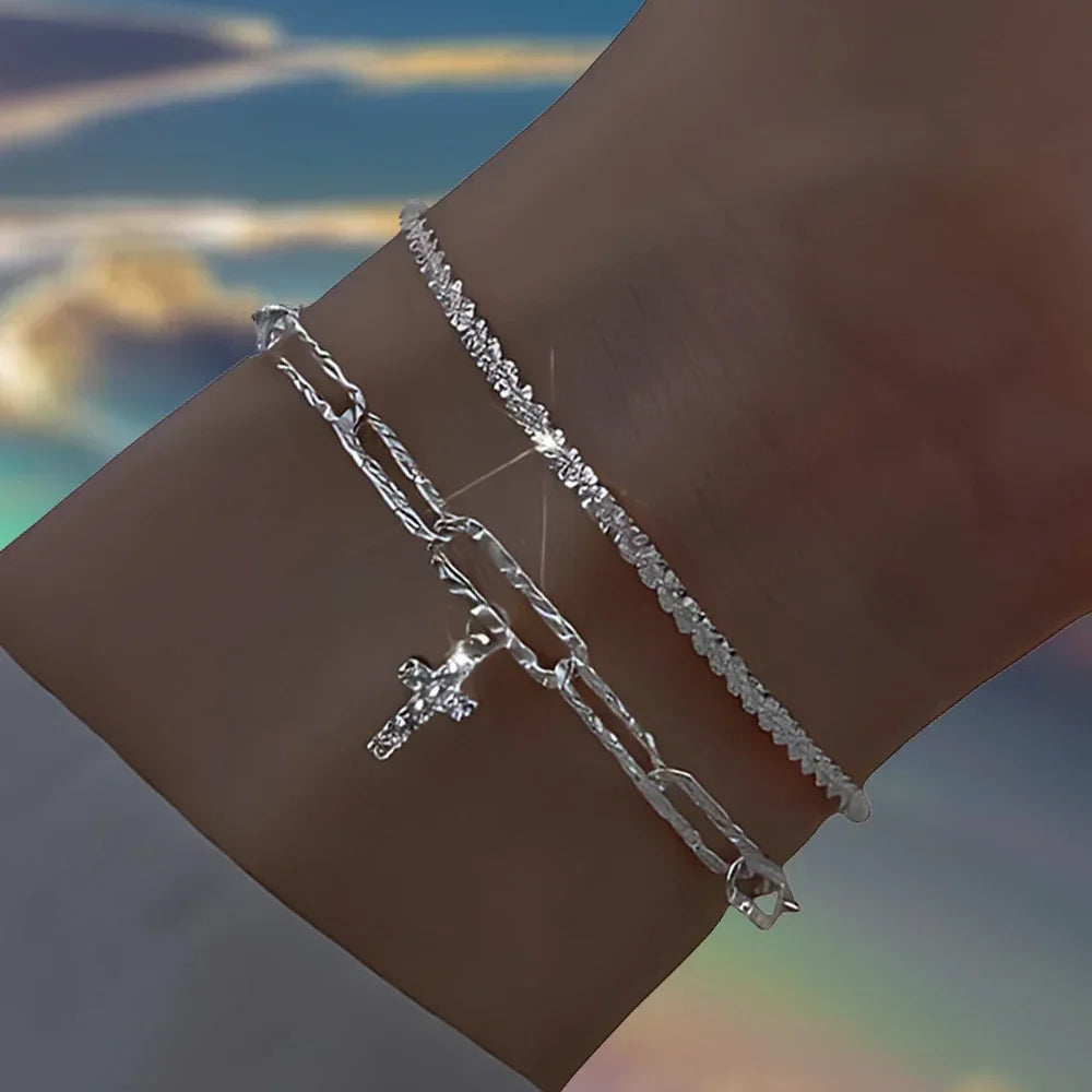 Bracelets en argent Sterling 925 avec strass pour femmes et filles, 6 pièces, luxe coréen, ciel étoilé scintillant, bijoux de fête Camara Shopping Bracelets en argent Sterling 925 avec strass pour femmes et filles, 6 pièces, luxe coréen, ciel étoilé scintillant, bijoux de fête