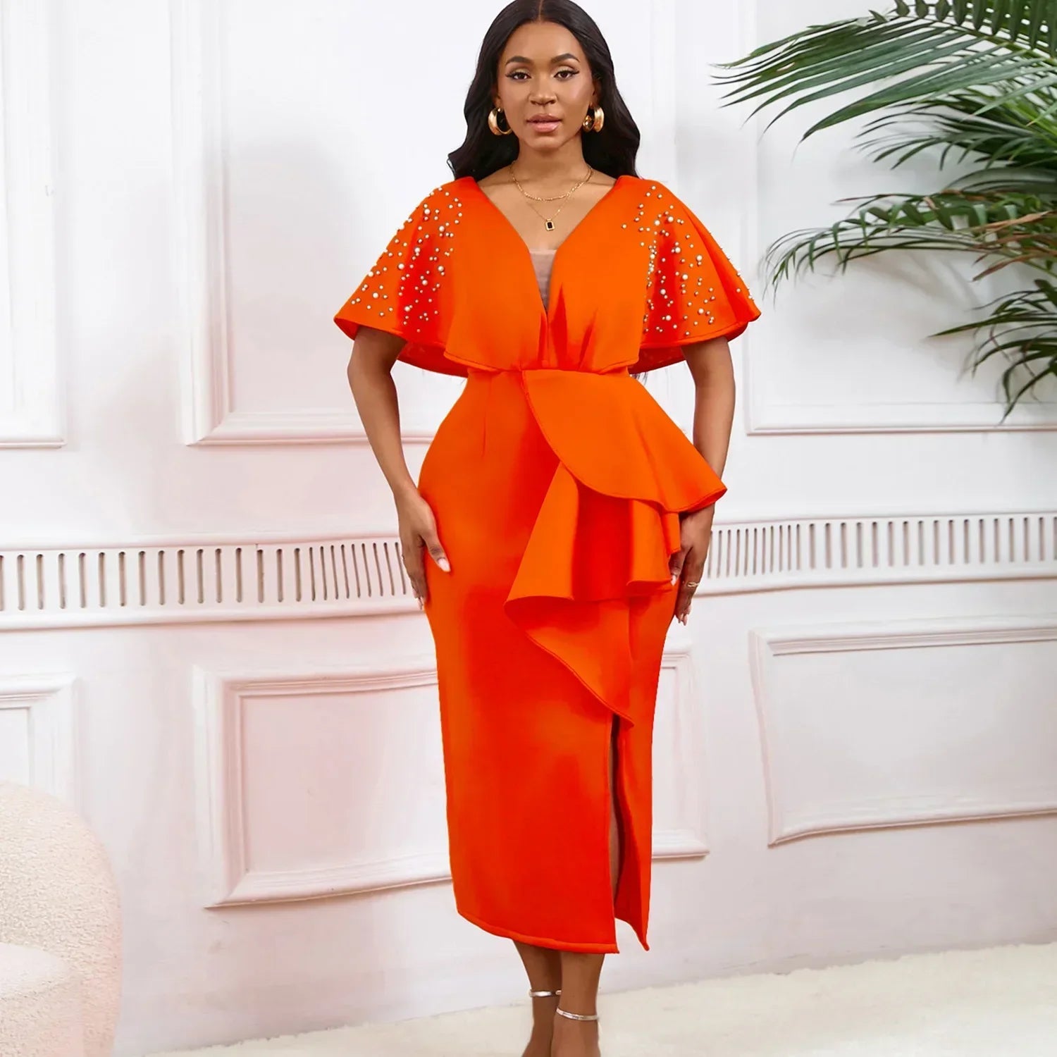 S-3XL Africain ixRobes De Soirée pour Femmes Été Automne Africain À Manches Courtes Col En V Polyester tambours con Robe Quelle que soit la Tenue Camara Shopping S-3XL Africain ixRobes De Soirée pour Femmes Été Automne Africain À Manches Courtes Col En V Polyester tambours con Robe Quelle que soit la Tenue