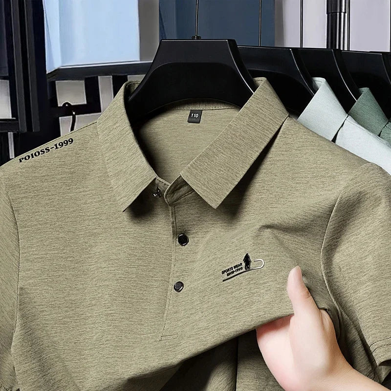 Polo brodé pour homme en tissu doux et élastique, idéal pour le quotidien, les affaires et les occasions décontractées Camara Shopping Polo brodé pour homme en tissu doux et élastique, idéal pour le quotidien, les affaires et les occasions décontractées