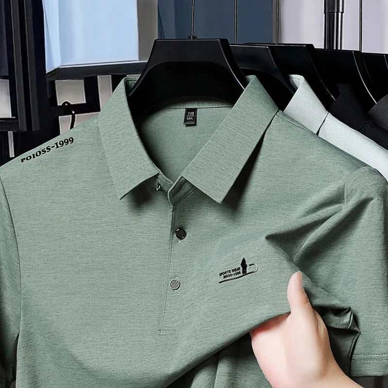 Polo brodé pour homme en tissu doux et élastique, idéal pour le quotidien, les affaires et les occasions décontractées Camara Shopping Polo brodé pour homme en tissu doux et élastique, idéal pour le quotidien, les affaires et les occasions décontractées