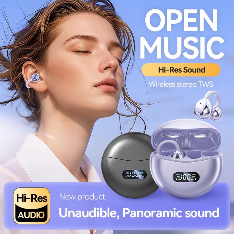 Écouteurs sans fil Lenovo Open Ear Clip Bluetooth 5.4 avec suppression du bruit, microphone et affichage LED pour Xiaomi Huawei - Camara ShoppingÉcouteurs sans fil Lenovo Open Ear Clip Bluetooth 5.4 avec suppression du bruit, microphone et affichage LED pour Xiaomi Huawei