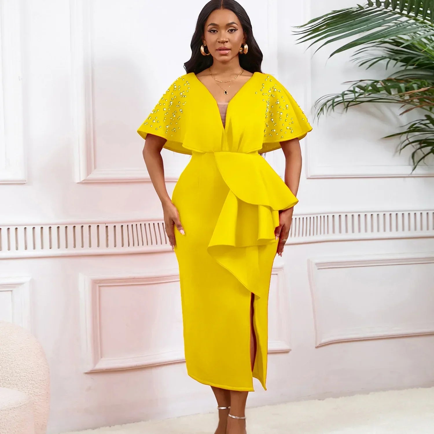 S-3XL Africain ixRobes De Soirée pour Femmes Été Automne Africain À Manches Courtes Col En V Polyester tambours con Robe Quelle que soit la Tenue Camara Shopping S-3XL Africain ixRobes De Soirée pour Femmes Été Automne Africain À Manches Courtes Col En V Polyester tambours con Robe Quelle que soit la Tenue