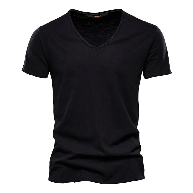 Qualité de la marque100% coton t shirt homme de marque Col en V mode homme Coupe ajustée Soild T-shirts  Hommes Hauts  manche courte t shirt homme Camara Shopping Qualité de la marque100% coton t shirt homme de marque Col en V mode homme Coupe ajustée Soild T-shirts  Hommes Hauts  manche courte t shirt homme