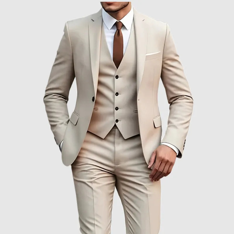 Nouveau Costume Beige hommes d'affaires Tuxedos formel 3/2/1 pièces robe simple boutonnage marié marié bal de mariage fête Camara Shopping Nouveau Costume Beige hommes d'affaires Tuxedos formel 3/2/1 pièces robe simple boutonnage marié marié bal de mariage fête