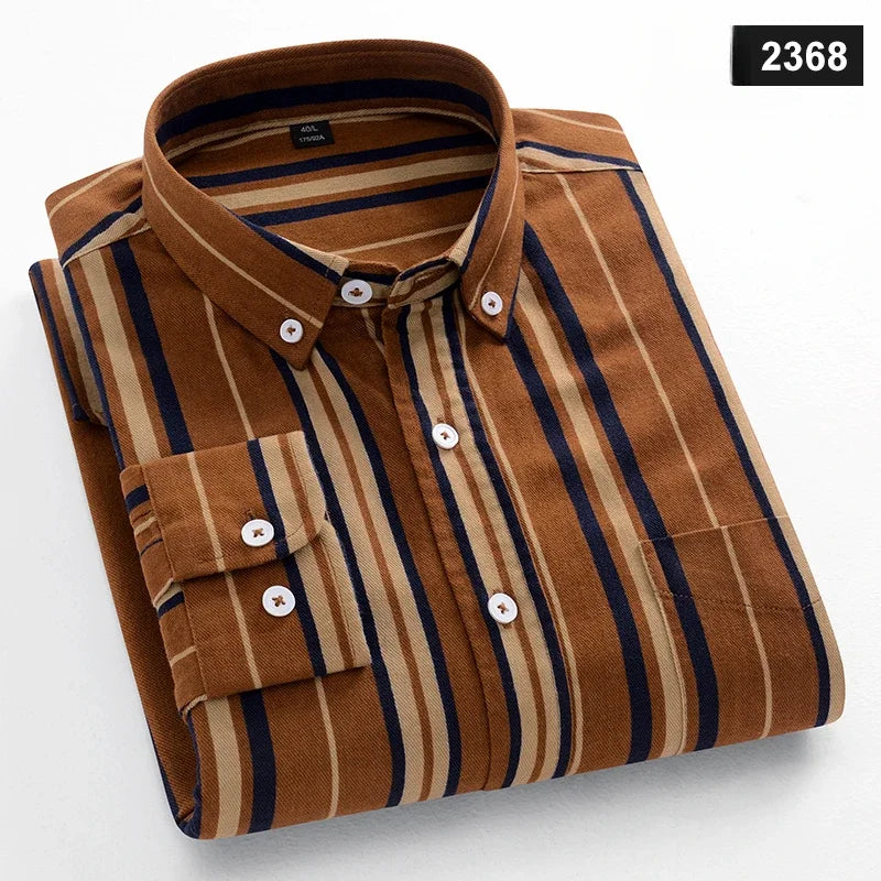 Chemises décontractées à manches longues pour hommes, coupe cintrée, uni, 100% coton, hauts à carreaux rayés, doux, styliste, mode, tendances coréennes, vêtements Camara Shopping Chemises décontractées à manches longues pour hommes, coupe cintrée, uni, 100% coton, hauts à carreaux rayés, doux, styliste, mode, tendances coréennes, vêtements