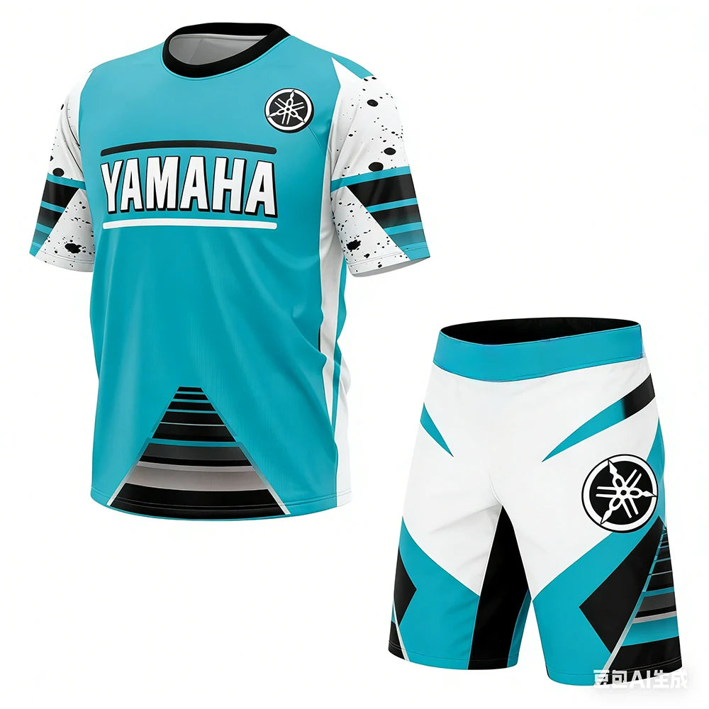 Nouvel ensemble de t-shirts de moto Yamaha pour hommes et femmes, coupe ample, respirant, séchage rapide, recommandé pour l'été Camara Shopping Nouvel ensemble de t-shirts de moto Yamaha pour hommes et femmes, coupe ample, respirant, séchage rapide, recommandé pour l'été