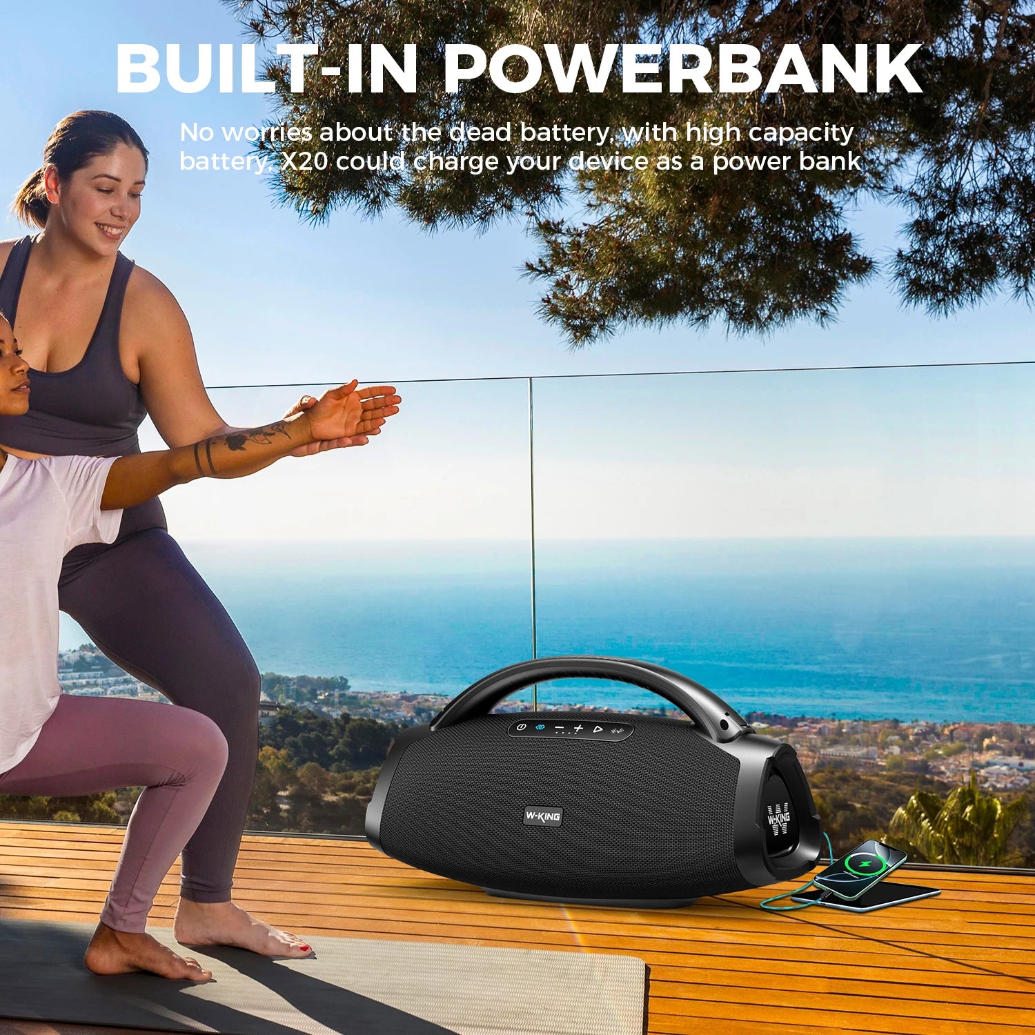 Enceintes Bluetooth portables W-KING X20 200W RMS, Boombox de fête avec basses puissantes, enceinte étanche IPX7, grande enceinte extérieure puissante Camara Shopping Enceintes Bluetooth portables W-KING X20 200W RMS, Boombox de fête avec basses puissantes, enceinte étanche IPX7, grande enceinte extérieure puissante
