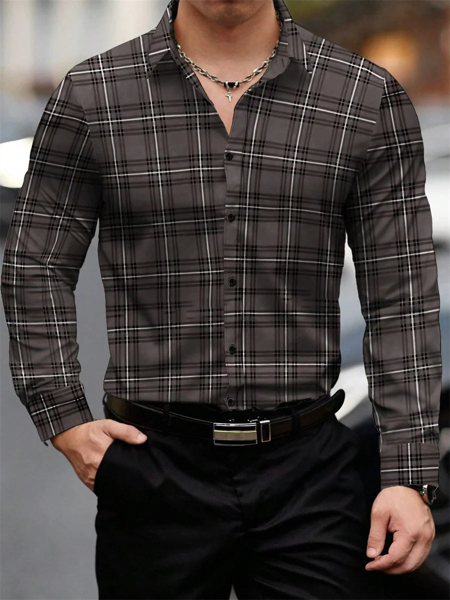 Chemise à carreaux rouge rétro pour homme, manches longues, col décontracté, polyvalente et tendance pour tous les jours et les trajets domicile-travail, tailles S-6XL. Camara Shopping Chemise à carreaux rouge rétro pour homme, manches longues, col décontracté, polyvalente et tendance pour tous les jours et les trajets domicile-travail, tailles S-6XL.