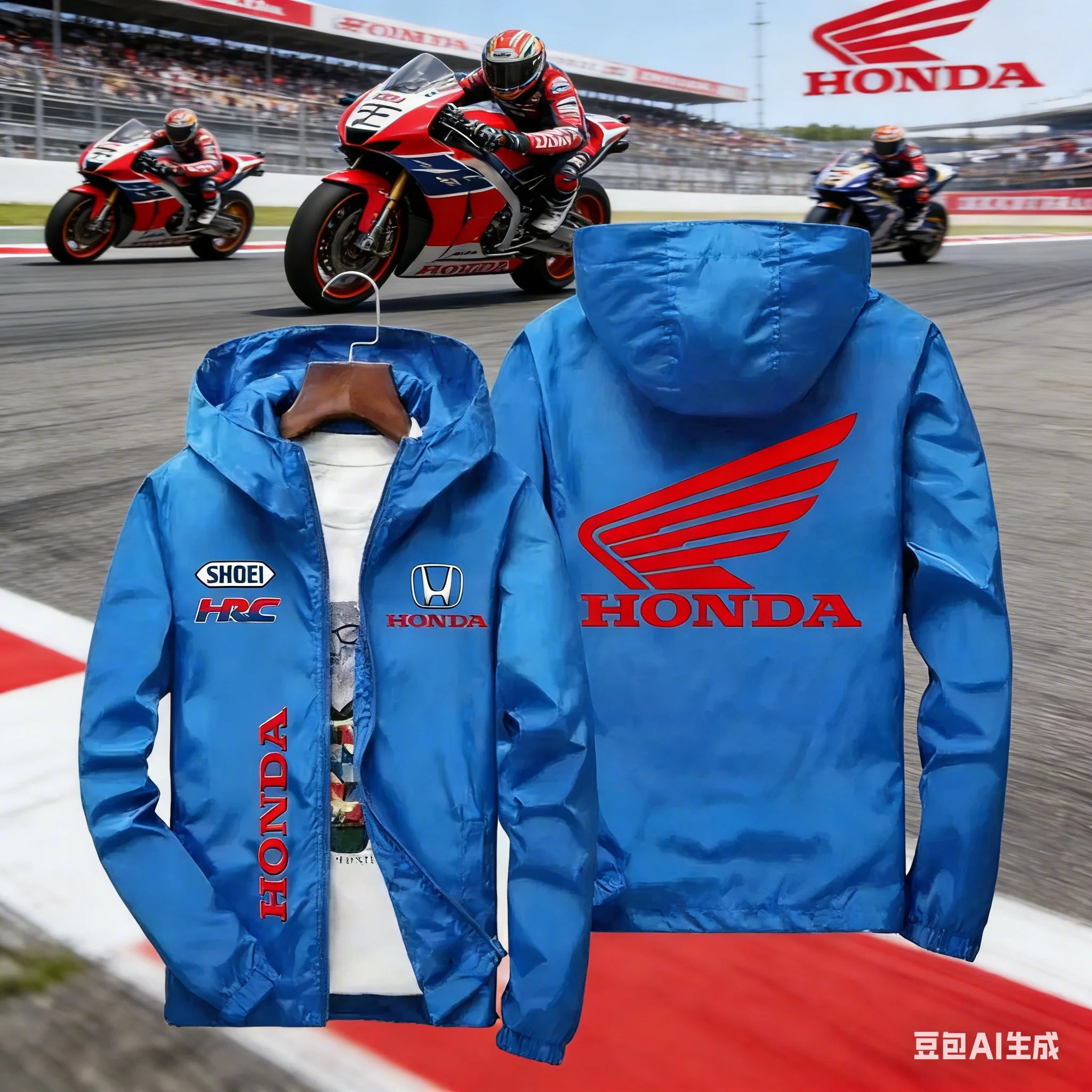 Veste de course moto Honda HRC pour homme, coupe-vent à capuche avec fermeture éclair, style décontracté, printemps-automne Camara Shopping Veste de course moto Honda HRC pour homme, coupe-vent à capuche avec fermeture éclair, style décontracté, printemps-automne