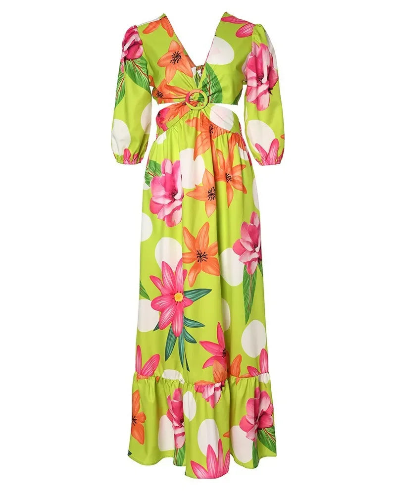 Robe Africaine Longue à Manches Courtes pour Femme, Vêtement Maxi, Col en V, Sexy, à la Mode, Imprimé, Été, 2023 Camara Shopping Robe Africaine Longue à Manches Courtes pour Femme, Vêtement Maxi, Col en V, Sexy, à la Mode, Imprimé, Été, 2023
