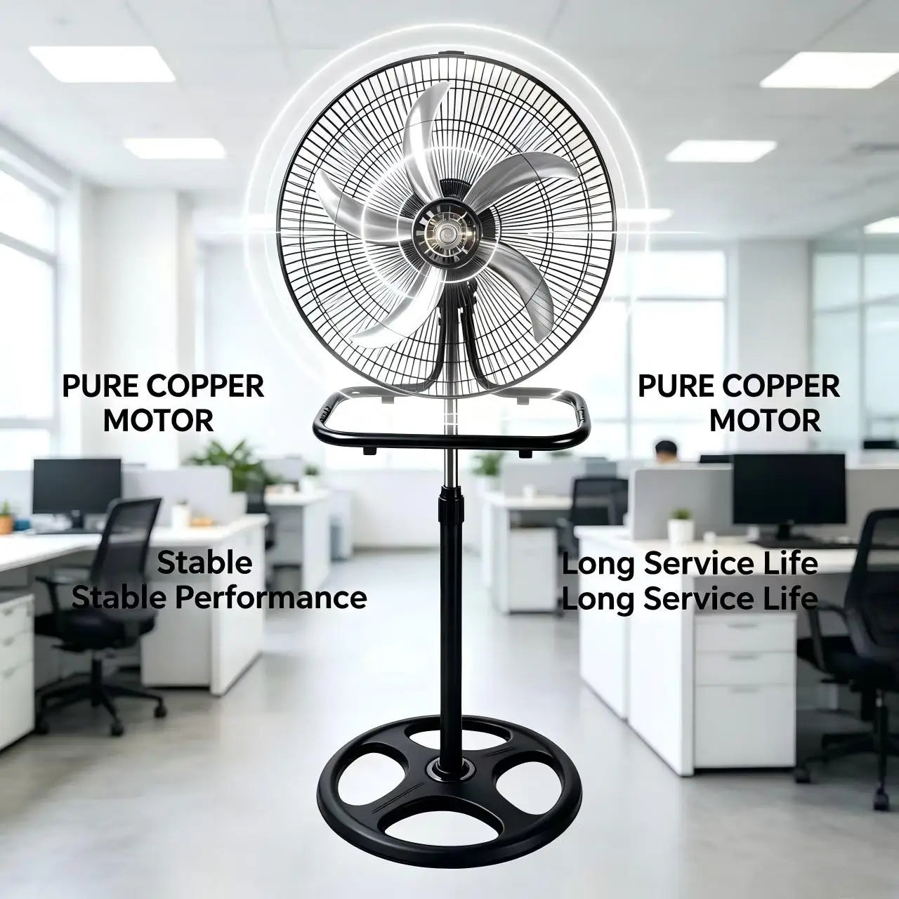 Ventilateur sur pied haute vitesse, 3 vitesses réglables, hauteur réglable, métal, 5 pales, puissant, circulation d'air, ventilateur électrique de sol pour maison et atelier Camara Shopping Ventilateur sur pied haute vitesse, 3 vitesses réglables, hauteur réglable, métal, 5 pales, puissant, circulation d'air, ventilateur électrique de sol pour maison et atelier