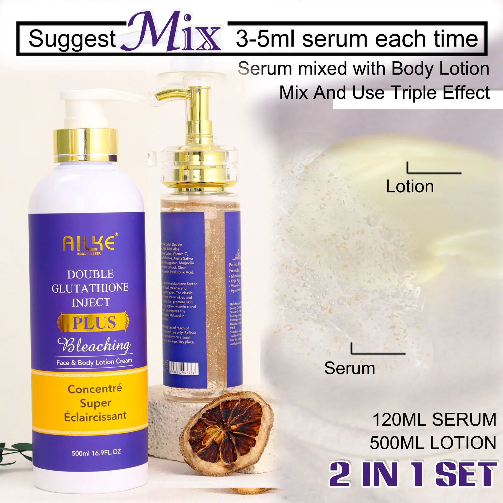 AILKE Glutathion PLUS Ensemble de soins pour la peau, lotion éclaircissante avancée, hydrate, adoucit la peau, portée de brillance pour hommes et femmes Camara Shopping AILKE Glutathion PLUS Ensemble de soins pour la peau, lotion éclaircissante avancée, hydrate, adoucit la peau, portée de brillance pour hommes et femmes