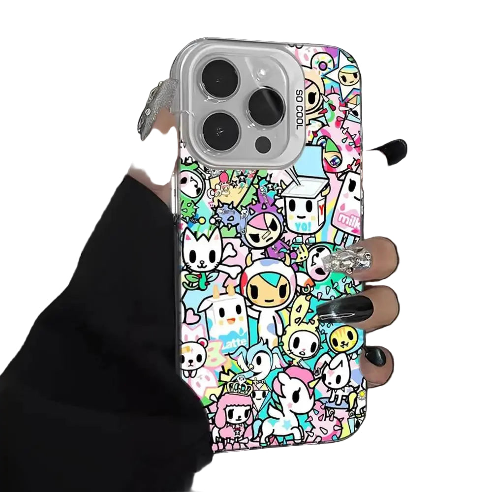 Coque de téléphone Cartoon T-Tokidokis pour iPhone 17 16 15 14 13 Pro 12 11 Pro Max PLUS, coque arrière colorée