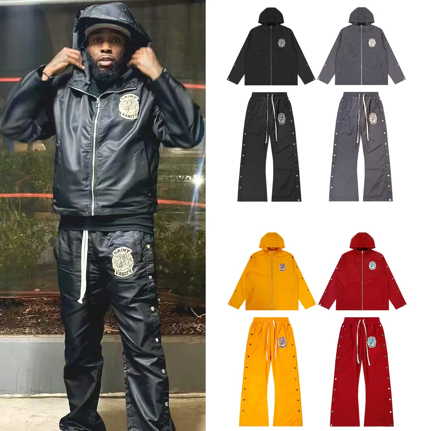 Trench-Coat coupe-vent brodé pour hommes et femmes, Streetwear, ample, solide, fermeture éclair, veste à capuche surdimensionnée Camara Shopping Trench-Coat coupe-vent brodé pour hommes et femmes, Streetwear, ample, solide, fermeture éclair, veste à capuche surdimensionnée