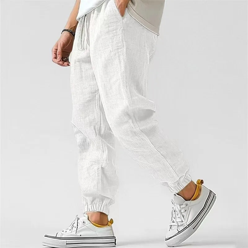 Pantalon en lin pour homme, couleur unie, décontracté, respirant, ample, pour le sport, la plage, léger, en coton Camara Shopping Pantalon en lin pour homme, couleur unie, décontracté, respirant, ample, pour le sport, la plage, léger, en coton