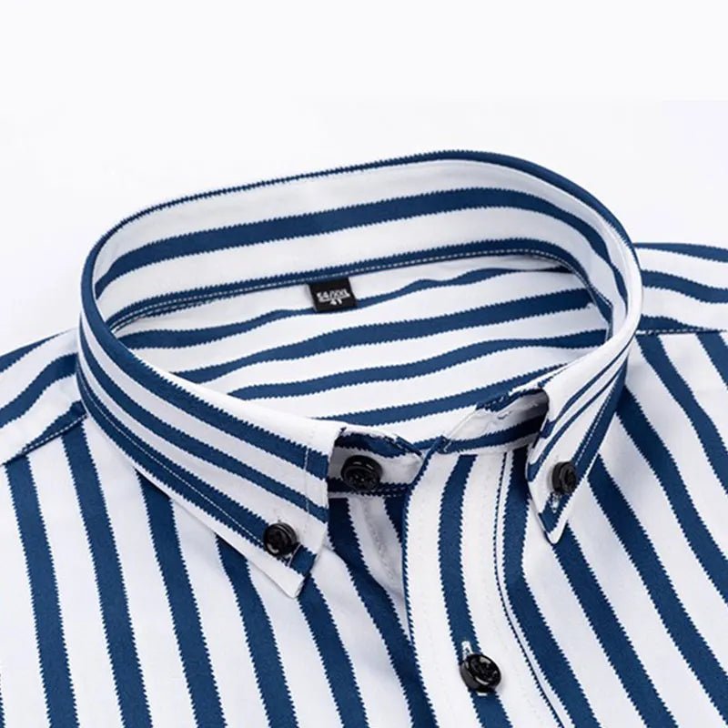 Chemise à manches longues pour hommes, décontractée, à rayures, sans repassage, de haute qualité, slim, confortable, respirante, haut tendance, printemps et été - Camara ShoppingChemise à manches longues pour hommes, décontractée, à rayures, sans repassage, de haute qualité, slim, confortable, respirante, haut tendance, printemps et été
