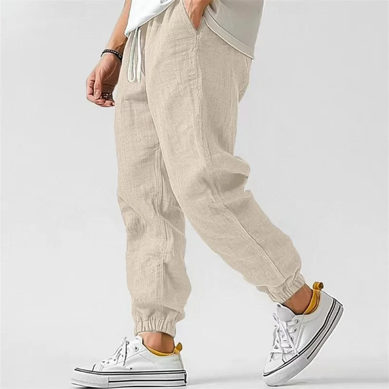 Pantalon en lin pour homme, couleur unie, décontracté, respirant, ample, pour le sport, la plage, léger, en coton Camara Shopping Pantalon en lin pour homme, couleur unie, décontracté, respirant, ample, pour le sport, la plage, léger, en coton
