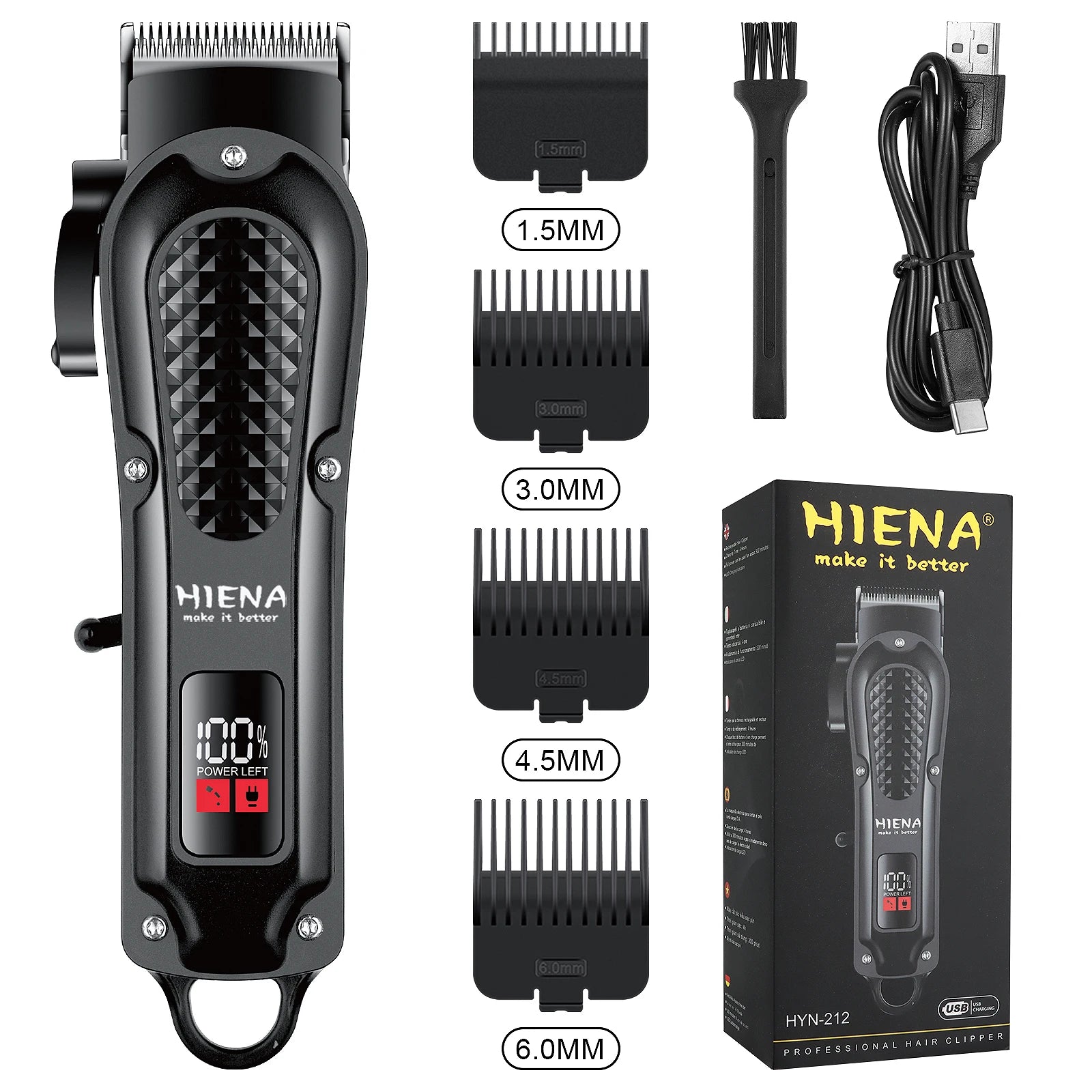 Tondeuse à cheveux électrique professionnelle Hiena Finish Machine, tondeuse à barbe rechargeable, rasoir pour homme, kit de coupe-cheveux Camara Shopping Tondeuse à cheveux électrique professionnelle Hiena Finish Machine, tondeuse à barbe rechargeable, rasoir pour homme, kit de coupe-cheveux