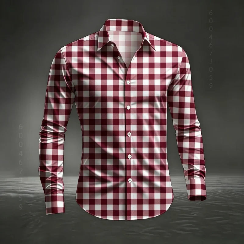 Chemise à carreaux classique pour homme 2026, imprimé écossais, coupe ajustée, col et manches longues, haut pour homme, tissu confortable XS-6XL Camara Shopping Chemise à carreaux classique pour homme 2026, imprimé écossais, coupe ajustée, col et manches longues, haut pour homme, tissu confortable XS-6XL
