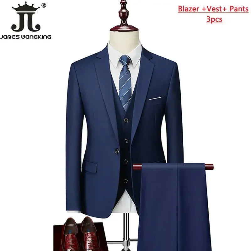 Costume homme formel pour le bureau, mariage, fête, couleur unie, tailles M-6XL, 15 couleurs (veste + gilet + pantalon) Camara Shopping Costume homme formel pour le bureau, mariage, fête, couleur unie, tailles M-6XL, 15 couleurs (veste + gilet + pantalon)