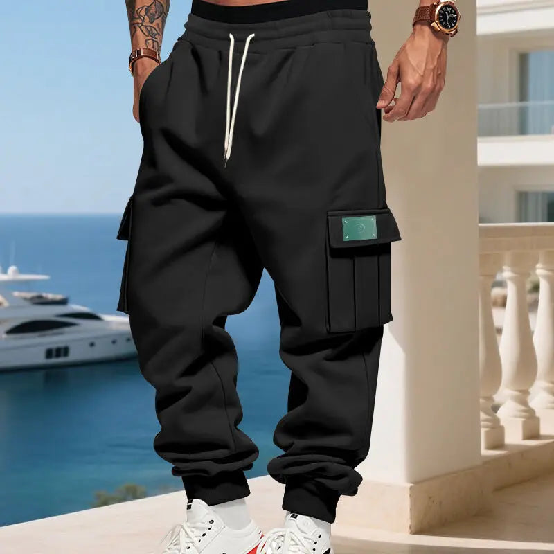 Pantalon de jogging cargo multi-poches pour homme, taille élastique avec cordon de serrage, coupe ample, style streetwear hip-hop, pour le sport quotidien et la course à pied Camara Shopping Pantalon de jogging cargo multi-poches pour homme, taille élastique avec cordon de serrage, coupe ample, style streetwear hip-hop, pour le sport quotidien et la course à pied