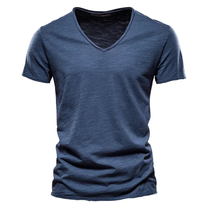 Qualité de la marque100% coton t shirt homme de marque Col en V mode homme Coupe ajustée Soild T-shirts  Hommes Hauts  manche courte t shirt homme Camara Shopping Qualité de la marque100% coton t shirt homme de marque Col en V mode homme Coupe ajustée Soild T-shirts  Hommes Hauts  manche courte t shirt homme