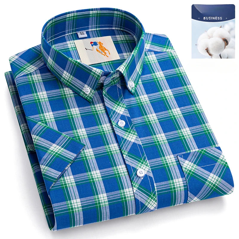 Chemises d'été fines à manches courtes 100 % coton pour hommes, grandes tailles 9XL, coupe ajustée, formelles et décontractées, unies, douces, à carreaux, style hawaïen Camara Shopping Chemises d'été fines à manches courtes 100 % coton pour hommes, grandes tailles 9XL, coupe ajustée, formelles et décontractées, unies, douces, à carreaux, style hawaïen