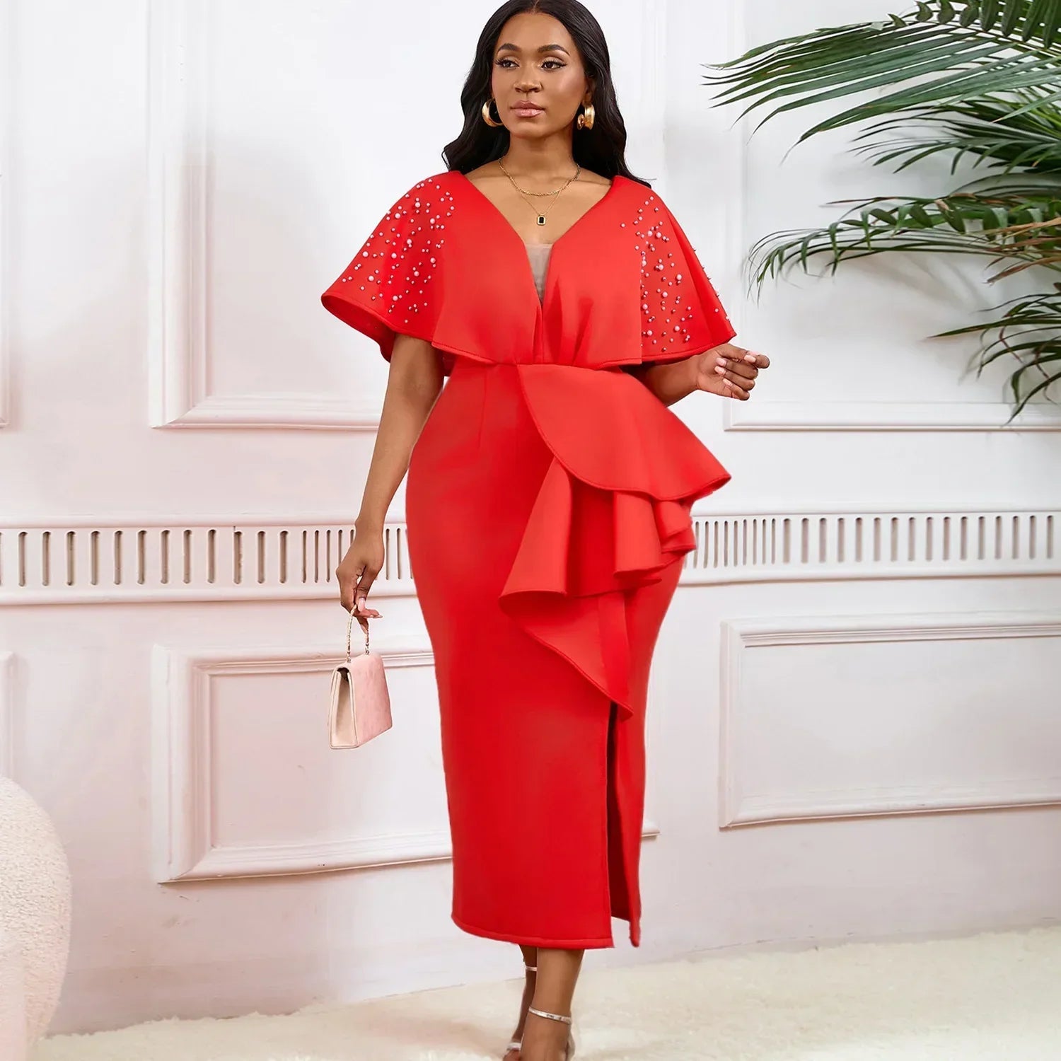 S-3XL Africain ixRobes De Soirée pour Femmes Été Automne Africain À Manches Courtes Col En V Polyester tambours con Robe Quelle que soit la Tenue Camara Shopping S-3XL Africain ixRobes De Soirée pour Femmes Été Automne Africain À Manches Courtes Col En V Polyester tambours con Robe Quelle que soit la Tenue