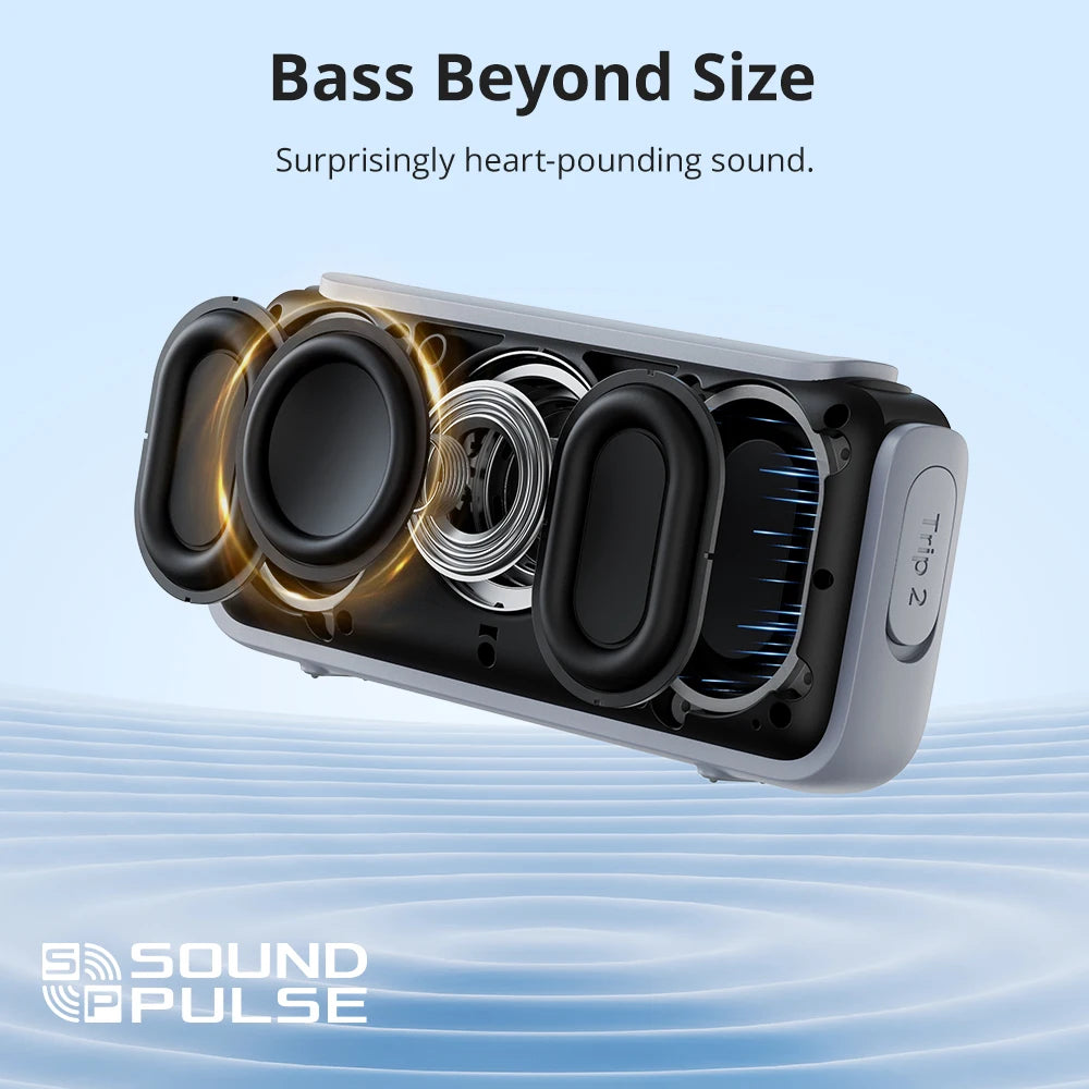 Enceinte portable Tronsmart Trip 2 avec basses améliorées, étanche IPX7, 20h d'autonomie, pour le camping, la randonnée et les activités de plein air Camara Shopping Enceinte portable Tronsmart Trip 2 avec basses améliorées, étanche IPX7, 20h d'autonomie, pour le camping, la randonnée et les activités de plein air