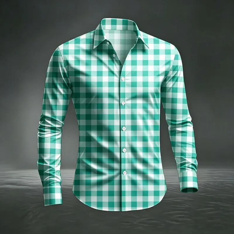 Chemise à carreaux classique pour homme 2026, imprimé écossais, coupe ajustée, col et manches longues, haut pour homme, tissu confortable XS-6XL Camara Shopping Chemise à carreaux classique pour homme 2026, imprimé écossais, coupe ajustée, col et manches longues, haut pour homme, tissu confortable XS-6XL