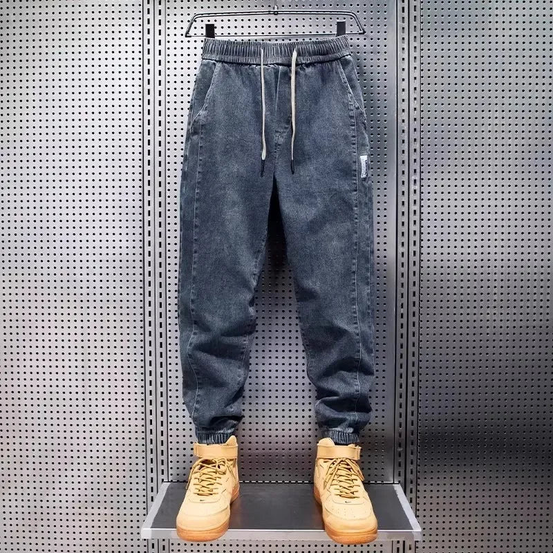 Jean décontracté pour homme, coupe ample, taille élastique, avec revers, style sport, nouvelle collection automne-printemps, toucher premium Camara Shopping Jean décontracté pour homme, coupe ample, taille élastique, avec revers, style sport, nouvelle collection automne-printemps, toucher premium