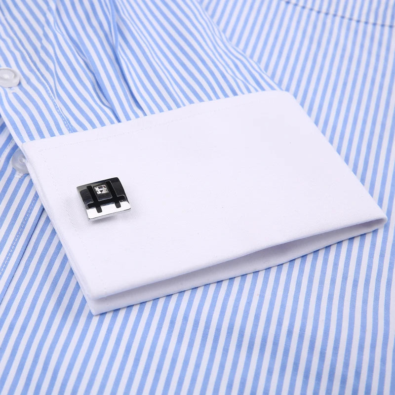 Chemise habillée à manchette française pour hommes, manches longues, boutons d'affaires formels, chemises pour hommes, coupe régulière, boutons de manchette, grande taille 6XL Camara Shopping Chemise habillée à manchette française pour hommes, manches longues, boutons d'affaires formels, chemises pour hommes, coupe régulière, boutons de manchette, grande taille 6XL