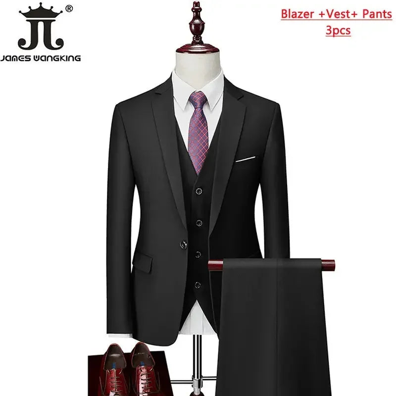 Costume homme formel pour le bureau, mariage, fête, couleur unie, tailles M-6XL, 15 couleurs (veste + gilet + pantalon) Camara Shopping Costume homme formel pour le bureau, mariage, fête, couleur unie, tailles M-6XL, 15 couleurs (veste + gilet + pantalon)