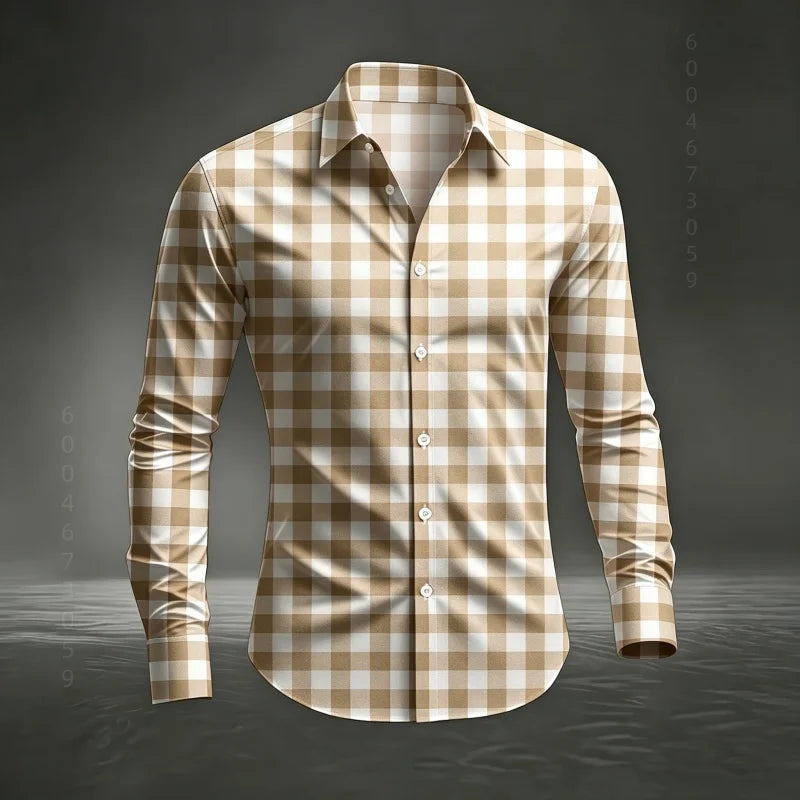 Chemise à carreaux classique pour homme 2026, imprimé écossais, coupe ajustée, col et manches longues, haut pour homme, tissu confortable XS-6XL Camara Shopping Chemise à carreaux classique pour homme 2026, imprimé écossais, coupe ajustée, col et manches longues, haut pour homme, tissu confortable XS-6XL