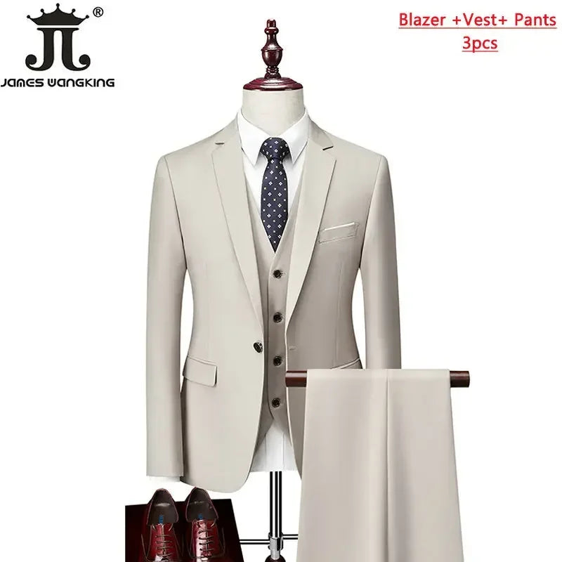 Costume homme formel pour le bureau, mariage, fête, couleur unie, tailles M-6XL, 15 couleurs (veste + gilet + pantalon) Camara Shopping Costume homme formel pour le bureau, mariage, fête, couleur unie, tailles M-6XL, 15 couleurs (veste + gilet + pantalon)