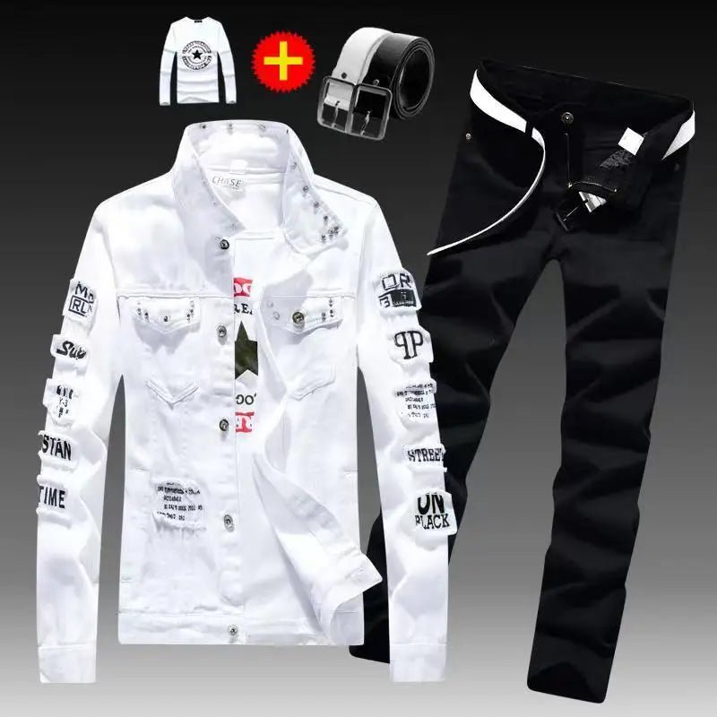 Costume Denim Homme 2 Pièces – Veste Jean & Pantalon | Style Moderne Printemps Automne - Camara ShoppingCostume Denim Homme 2 Pièces – Veste Jean & Pantalon | Style Moderne Printemps Automne