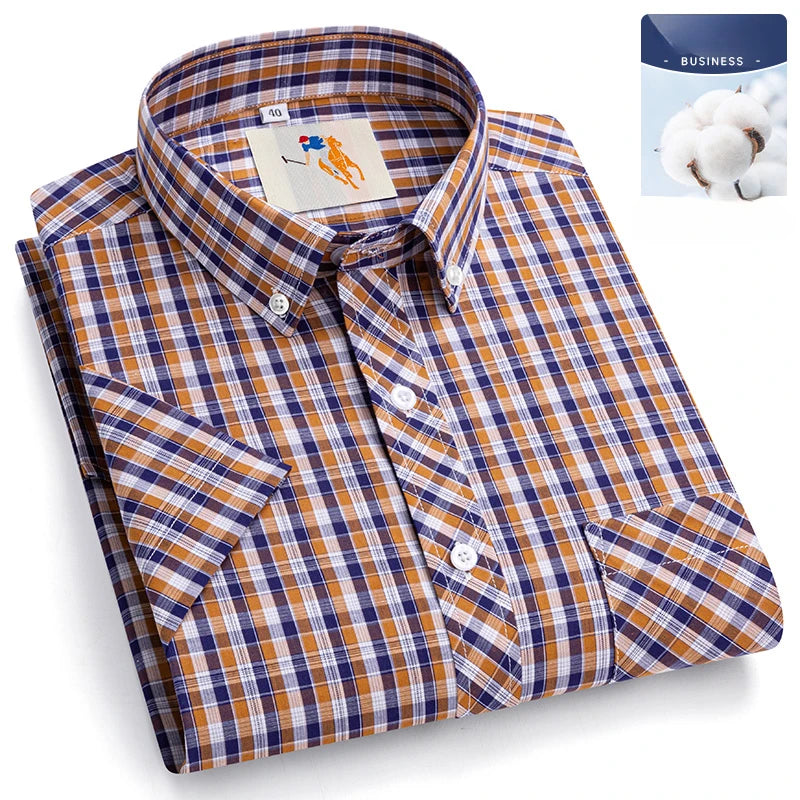 Chemises d'été fines à manches courtes 100 % coton pour hommes, grandes tailles 9XL, coupe ajustée, formelles et décontractées, unies, douces, à carreaux, style hawaïen Camara Shopping Chemises d'été fines à manches courtes 100 % coton pour hommes, grandes tailles 9XL, coupe ajustée, formelles et décontractées, unies, douces, à carreaux, style hawaïen