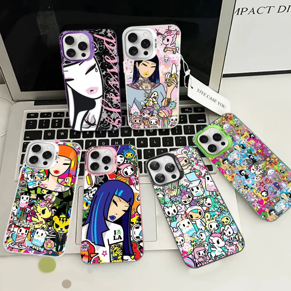 Coque de téléphone Cartoon T-Tokidokis pour iPhone 17 16 15 14 13 Pro 12 11 Pro Max PLUS, coque arrière colorée