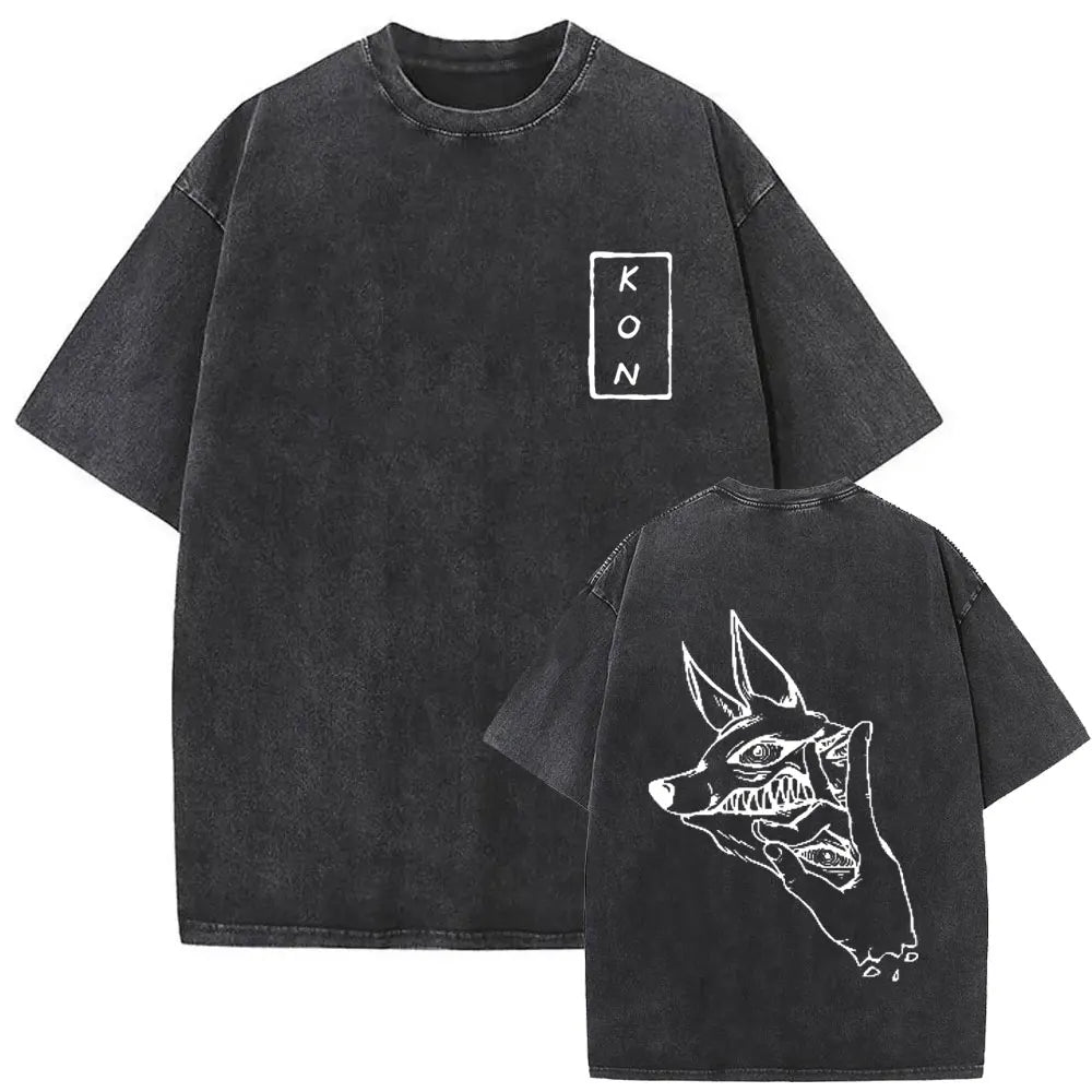 Anime tronçonneuse homme Vintage lavé T-shirt Hayakawa Aki invocation Kon Fox diable graphique T-shirts hommes femmes décontracté mode T-shirts Camara Shopping Anime tronçonneuse homme Vintage lavé T-shirt Hayakawa Aki invocation Kon Fox diable graphique T-shirts hommes femmes décontracté mode T-shirts
