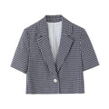 Ensemble pantalon et blazer à un bouton pour femme, blazer à revers et manches courtes, pantalon capri, ensemble deux pièces, costume à carreaux tendance pour femme 2026 Camara Shopping Ensemble pantalon et blazer à un bouton pour femme, blazer à revers et manches courtes, pantalon capri, ensemble deux pièces, costume à carreaux tendance pour femme 2026