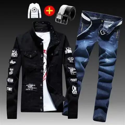 Costume Denim Homme 2 Pièces – Veste Jean & Pantalon | Style Moderne Printemps Automne - Camara ShoppingCostume Denim Homme 2 Pièces – Veste Jean & Pantalon | Style Moderne Printemps Automne