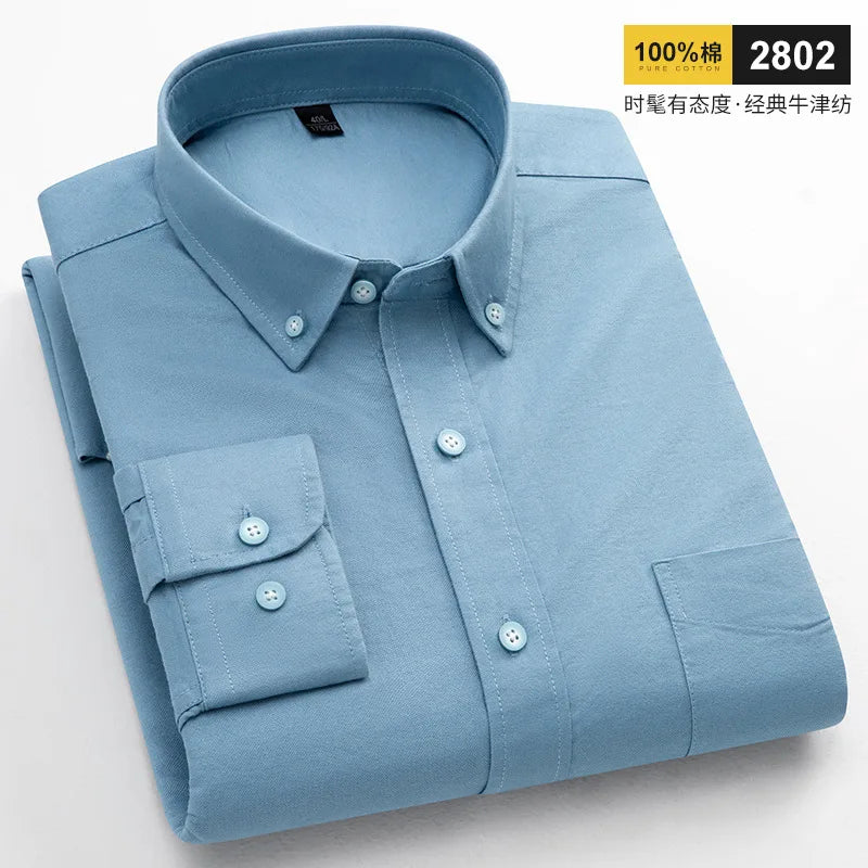 Chemises décontractées à manches longues pour hommes, coupe cintrée, uni, 100% coton, hauts à carreaux rayés, doux, styliste, mode, tendances coréennes, vêtements Camara Shopping Chemises décontractées à manches longues pour hommes, coupe cintrée, uni, 100% coton, hauts à carreaux rayés, doux, styliste, mode, tendances coréennes, vêtements